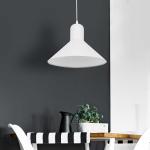 HOMCOM® LAMPA SUFITOWA WISZĄCA INDUSTRIALNA KUCHENNA VINTAGE E27 40W METAL biały ∅34,5 x W28 cm (bez żarówek)(c-1)