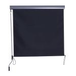 HOMCOM® MARKIZA BOCZNA OCHRONA PRZED WIATREM KORBKA RĘCZNA poliester + aluminium szara 120 x 200 cm(c-2)