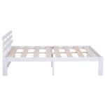HOMCOM® RAMA ŁÓŻKA DREWNIANA PODWÓJNA W ZESTAWIE STELAŻ Z LISTEW ŁATWY MONTAŻ ZE SCHOWKIEM biały 218 x 143 x 82 cm maks. obciążenie 250 kg(c-1)