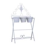 HOMCOM® REGAŁ NA ROŚLINY KWIATY STOJAK Z 3 SKRZYNKAMI metal metalowy biały 58 x 21 x 100 cm