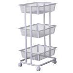 HOMCOM® WÓZEK KUCHENNY REGAŁ METALOWY WIELOFUNKCYJNY 3 KOSZYKI STAL WĘGLOWA czarny 40x30x79cm(c-2)