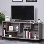 HOMCOM® STOLIK RTV SZAFKA Z PÓŁKAMI płyta wiórowa jasnobrązowy 152,5 x 39,5 x 71 cm