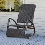 Outsunny® Krzesło Bujane Fotel z Podnóżkiem 3-stopniowa Regulacja Oparcia Pe Rattan Czarne(c-1)