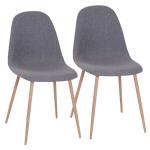 HOMCOM® ZESTAW 2 KRZESEŁ DO JADALNI KRZESŁA DO KUCHNI Z OPARCIEM FOTEL TAPICEROWANY metalowe nogi szary 54 x 44,5 x 86 cm(c-1)