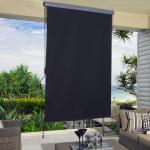 HOMCOM® MARKIZA BOCZNA OCHRONA PRZED WIATREM KORBKA RĘCZNA poliester + aluminium szara 120 x 200 cm(c-1)