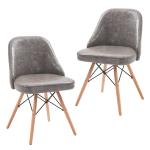 HOMCOM® ZESTAW 2 FOTELI RELAKSACYJNYCH LOUNGE KOKTAJLOWYCH TAPICEROWANYCH KRZESŁO PU+metal+drewno bukowe szary 49 x 47,5 x 76 cm(c-2)