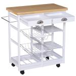 HOMCOM® BAREK WÓZEK KUCHENNY NA KÓŁKACH SZUFLADY PÓŁKA NA WINO czarny(c-1)