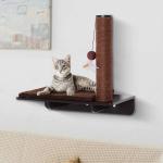 Pawhut® Drapak Drzewko dla Kota Leżanka Półka Montaż Ścienny Pluszowa Nakładka Mdf Brązowy 55 X 30 X 50 cm(c-1)