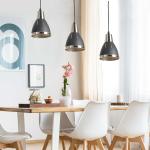 HOMCOM® ZESTAW 3 LAMP SUFITOWYCH WISZĄCYCH E27 40W METAL czarny ∅13 x W16 cm(c-1)