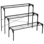 Outsunny® STOJAK NA KWIATY SCHODKI KWIETNIK REGAŁ ŁAWKA metal czarny 85 x 65,5 x 66 cm