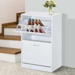 HOMCOM® SZAFKA NA BUTY 2 PÓŁKI 10–12 PAR BUTÓW PŁYTA MDF biała 60 x 24 x 80 cm(c-4)