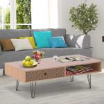 HOMCOM® ŁAWA STOLIK KAWOWY RTV SZUFLADA drewno dębowe 110 x 55 x 35,5 cm