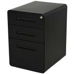 Vinsetto rolcontainer, archiefkast, kantoorcontainer met 3 laden, kantoorkast, opslag, container, staal, zwart, 39 x 48 x 59 cm