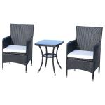 Poly-rotan ligstoelset met tafel ligbank voor buiten tuinmeubelen met kussens(c-2)