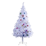 HOMCOM Kerstboom kerstboom kerstboom 150 / 180 cm PVC 680 punten incl. decoratie wit