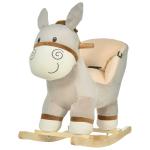 HOMCOM hobbelpaard voor kinderen baby schommeldier ezel voor 18-36 maanden grijs