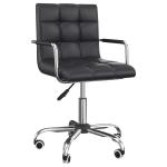 HOMCOM kantoorstoel draaistoel cosmetische kruk kruk met wielen draaikruk werkkruk directiestoel stoel bureaustoel metaal PU zwart 52,5 x 54 x 82-94 cm