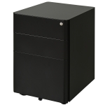 Vinsetto rolcontainer, mobiele archiefkast met 3 lades, kantoorkast, opslag, staal, zwart, 39 x 48 x 59 cm