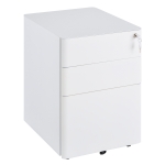 Vinsetto rolcontainer, mobiele archiefkast met 3 lades, kantoorkast, opslag, staal, wit, 39 x 48 x 59 cm