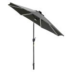 Outsunny parasol buiten parasol met solarverlichting LED zonwering staal aluminium polyester donkergrijs Ø 266 x 245 h cm