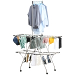 HOMCOM kledingrek wasrek wasdroger staande droger inklapbaar grote droogruimte rvs 138.5x63x208cm
