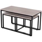 3-delige set bijzettafel salontafel nesttafel koffietafel metalen poot MDF naturel(c-3)