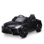 HOMCOM kinderauto kinderwagen de officieel gelicentieerde Lexus LC500 waar je bovenop zit voor 3-6 jaar elektrische auto met 2.4 G afstandsbediening MP3/USB licht muziek kunststof metaal zwart 106 x 43 x 44 cm
