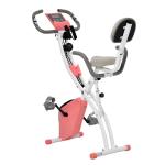 HOMCOM hometrainer 2-in-1 fietstrainer LCD display inklapbare hometrainer hometrainer met 8 niveaus instelbare magnetische weerstand en 1 paar spankoorden staal roze + wit 97 x 51 x 115 cm