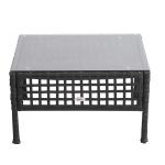 Outsunny Φ60×70H cm Round Metal Table, Tempered Glass-Black(c-9)