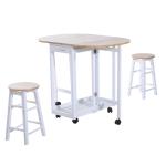 HOMCOM 3-Piece Dining Kitchen Set with 1 Table and 2 Matching Chairs for Home Pub Cafe(c-1)