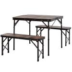 Outsunny MDF Height Adjustable Portable Picnic Dining Table Set(c-4)
