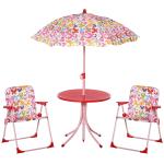 Outsunny Kids Folding Picnic Table Chair Set Color Stripes Outdoor w/ Parasol(c-1)