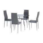 HOMCOM Metal Frame MDF Top Table & Bar Stool Set Black(c-7)