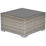 Outsunny Patio Wicker Coffee Table w/ Glass Top Furniture Suitable for Garden Backyard(c-2)