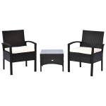 Outsunny 3 Pieces Rattan Set Furniture Garden Cushion Bistro Wicker Patio Outdoor-Mixed Grey(c-2)