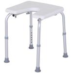 HOMCOM Aluminium 360° Swivel Shower Stool Blue/White(c-3)