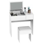 HOMCOM Dressing Table With Flip-up Mirror and Padded Stool-White(c-1)