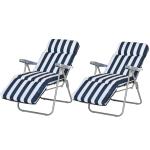 Outsunny 2Pc Folding Sun Loungers Set-Green/Grey(c-2)