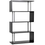 HOMCOM Particle Board S-Shaped Pillar Bookshelf Wooden Bookcase Bookshelf Dividers Storage Display Unit - Black(c-1)