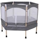 HOMCOM Kids 50-inch 4.2ft Outdoor Trampoline w/ Safety Enclosure Net and Spring Pad Grey(c-1)