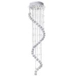 HOMCOM Crystal Ceiling Chandelier, Spiral Rain Drop-Silver/Crystal(c-4)