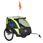 HOMCOM Child Bicycle Trailer Foldable Baby Carrier 2-Seat w/ Storage Bag Safety Harness(c-1)