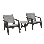 Outsunny 3 PCs Rattan Bistro Set Furniture Arm Chair Table for Patio Porch(c-7)
