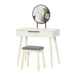 HOMCOM 2 in 1 Dressing Table with Flip-up Mirror, MDF, Pine-White(c-4)