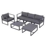 Outsunny 5 Piece Garden Conversation Set Sun Lounger 2 Footstools End Table with Cushions(c-2)