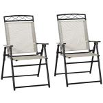 Outsunny Outdoor Chairs Set of 2 Foldable w/ Texteline Fabric for Garden Balcony Poolside(c-1)