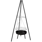 Outsunny Charcoal Outdoor Barbecue Grill, 2 Wheels, size ( 67x51x82cm)-Red/Black(c-2)