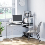 HOMCOM bureau computertafel werktafel kantoortafel met rek wit+zwart 120x64x121cm