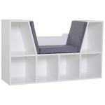HOMCOM Bookcase Storage W/Particle Board Sponge Linen, 102W x 30D x 61Hcm-Black/Grey(c-2)