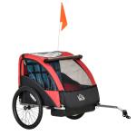 HOMCOM Child Bicycle Trailer Foldable Baby Carrier 2-Seat w/ Storage Bag Safety Harness(c-4)